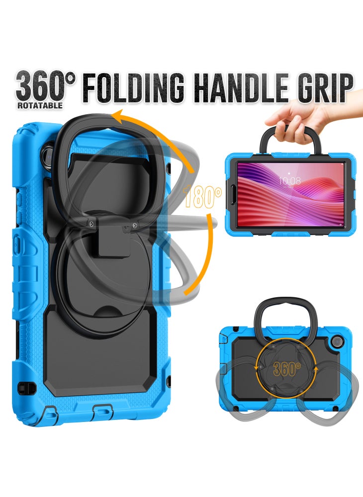 For Lenovo Tab K9 TB305FU Case Ring Kickstand PC+Silicone Shockproof Tablet Cover - Baby Blue - Image 3